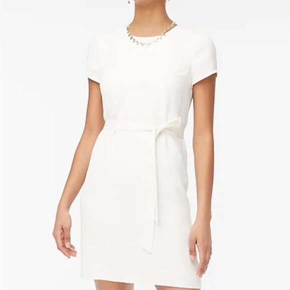 J Crew Factory NWT Petite Belted Suiting Dress Size 6P in Ivory - Picture 1 of 8